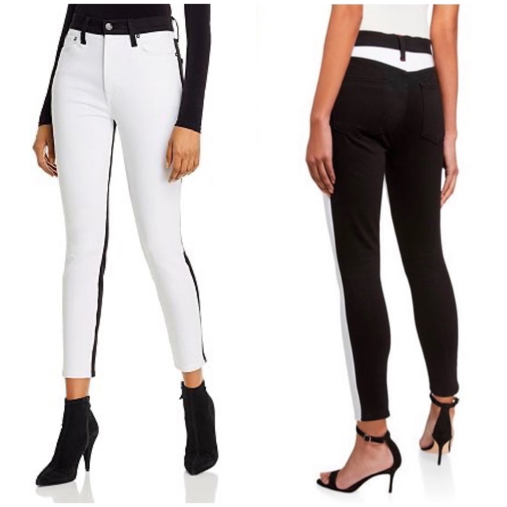 Alice + Olivia Good High Rise Color Block Ankle Skinny Jeans